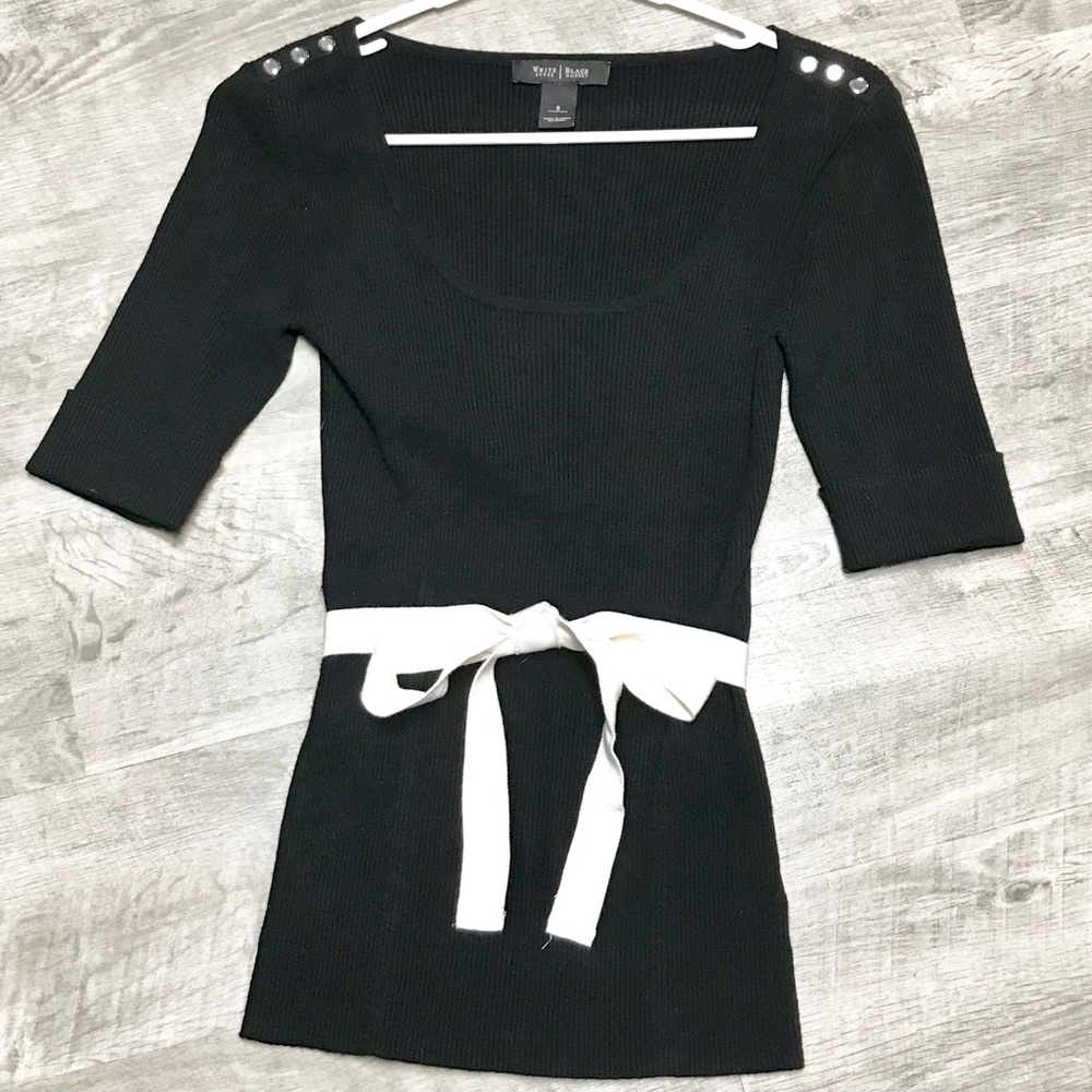 WHBM Black Short Sleeve Sweater